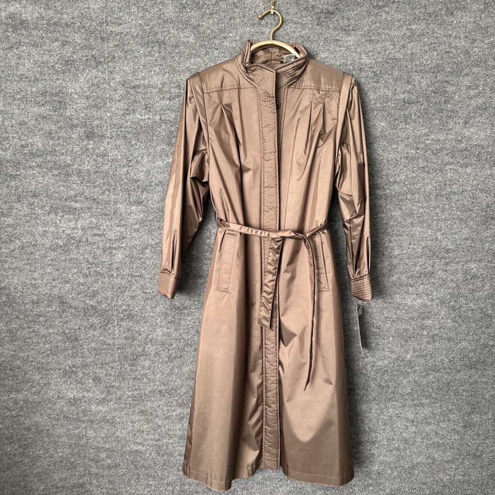 Vintage 80s J.Gallery Trench Coat Womens Tan Brown Belted Classic City Jacket